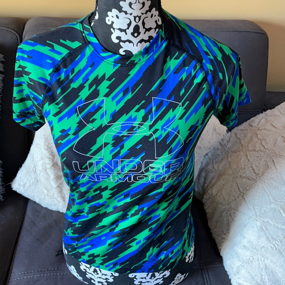 UNDER ARMOUR Heatgear BlueGreenBlack T-Shirt YMD